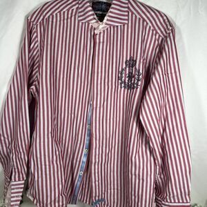 English Laundry Christopher Wicks men's Size L Red‎  stripe with reverse cuff